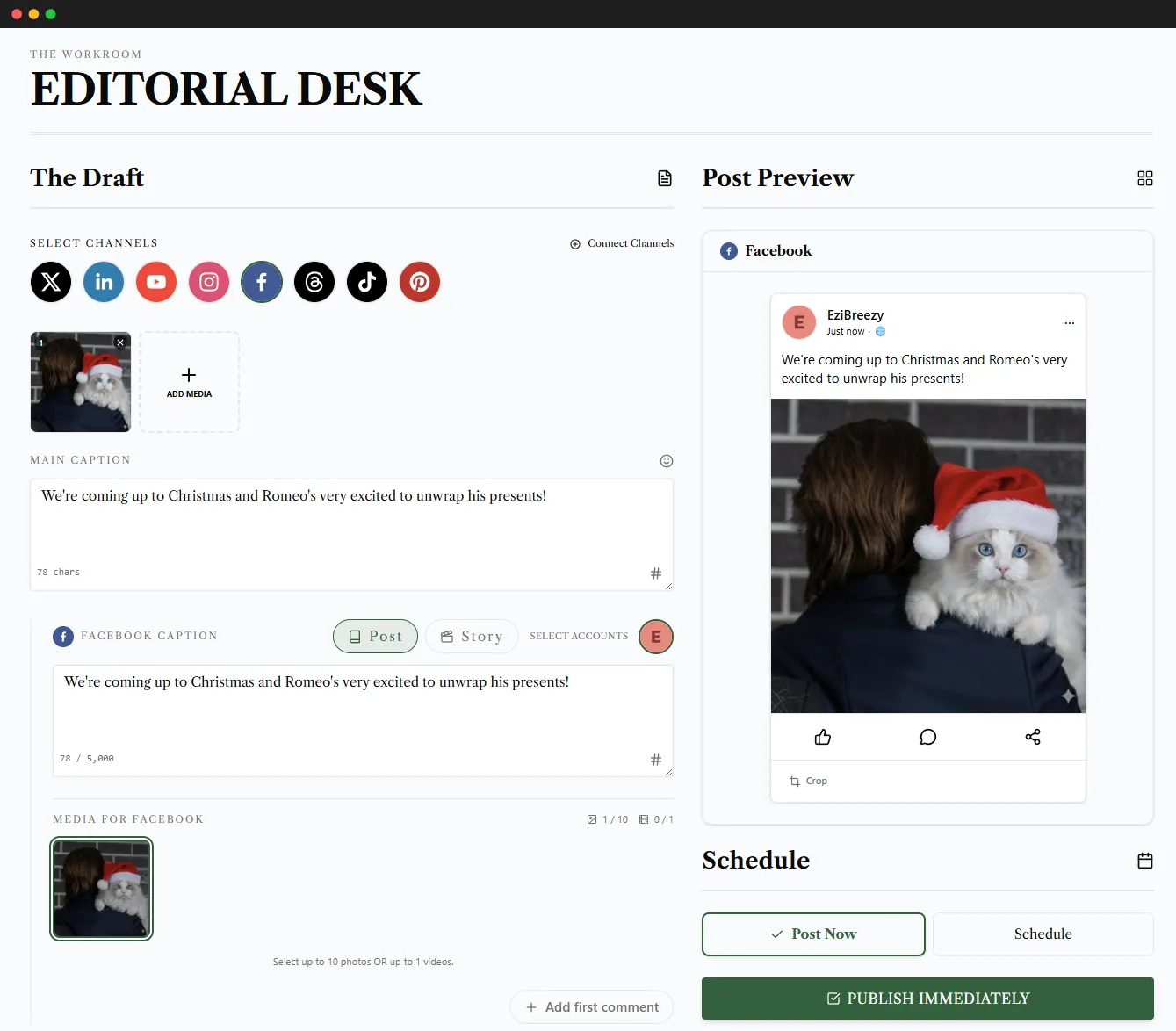Facebook Scheduler Interface