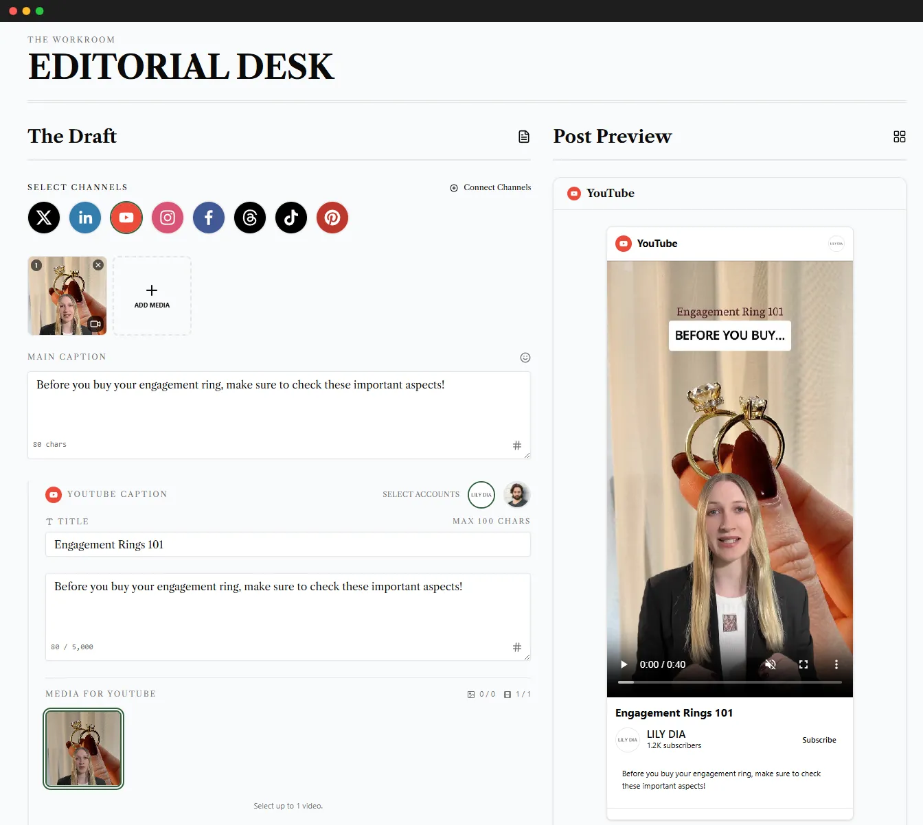 YouTube Scheduler Interface